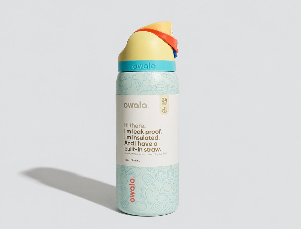 Termo owala 32oz con patrón de figuras